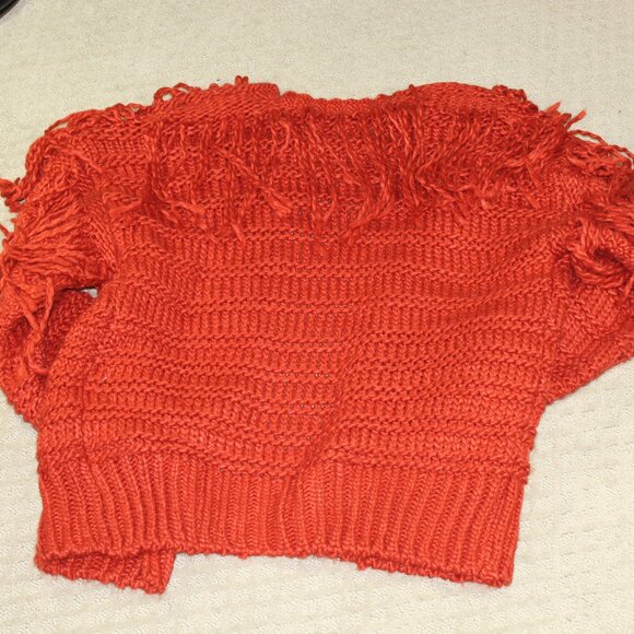 Forever 21 Women's Size S Burnt Orange Fringe Open Front Cardigan - Picture 2 of 6